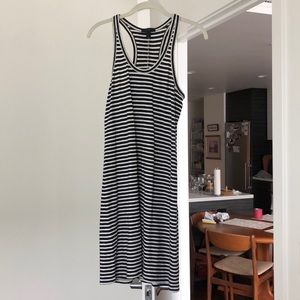 JCrew navy and white striped racer back dress